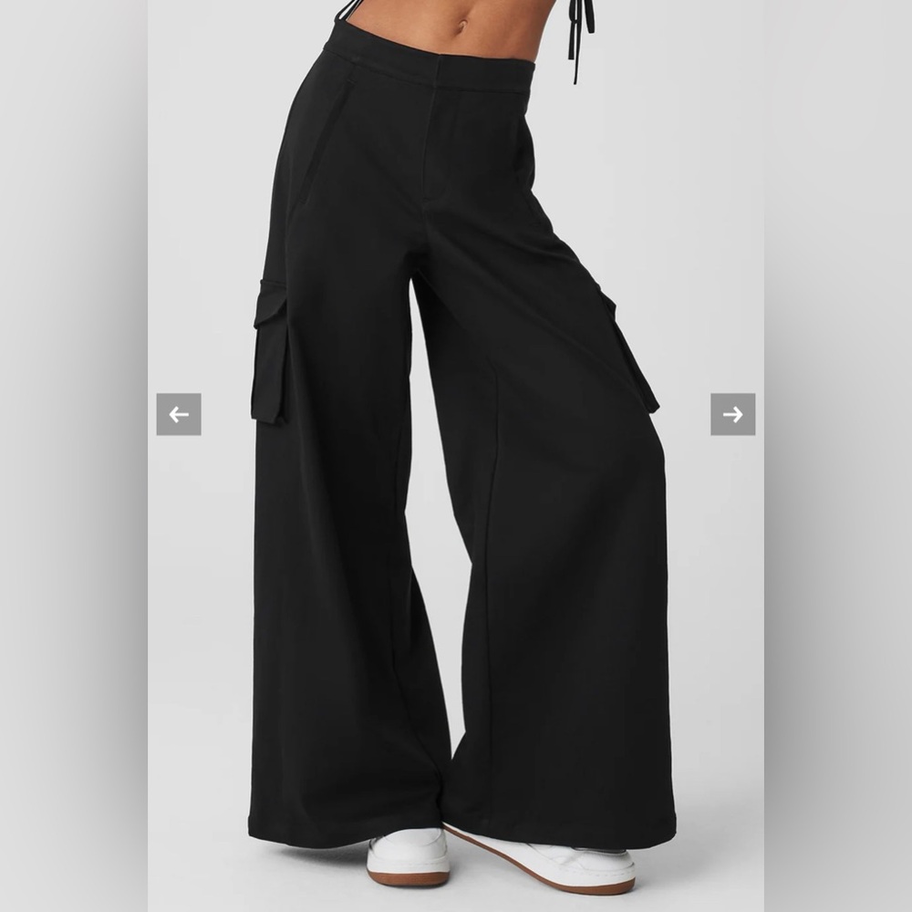 ALO Yoga Black Cargo Wide-Leg Pants